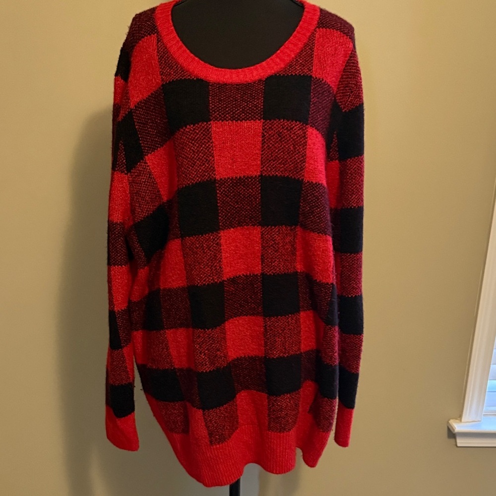 Red and Black Buffalo Plaid Women's Sweater